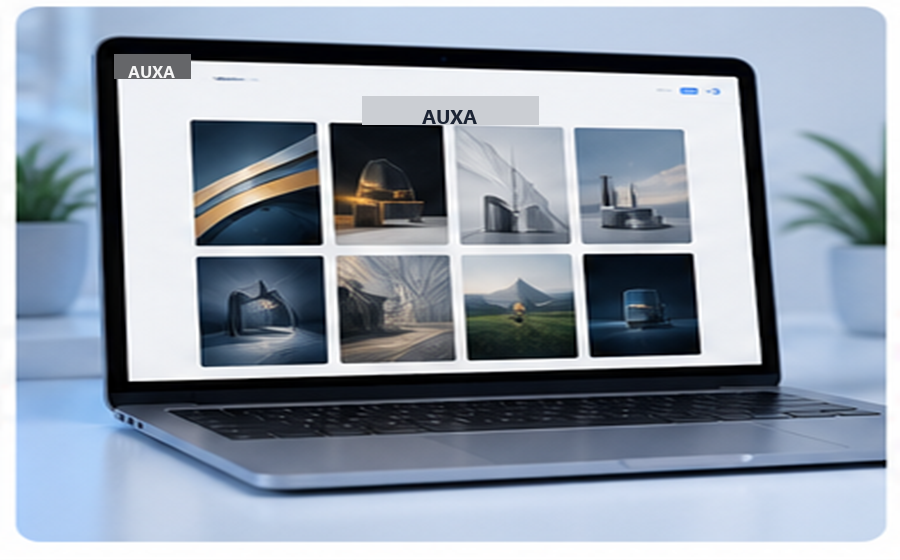 Poster-style creative layout mockup on a screen